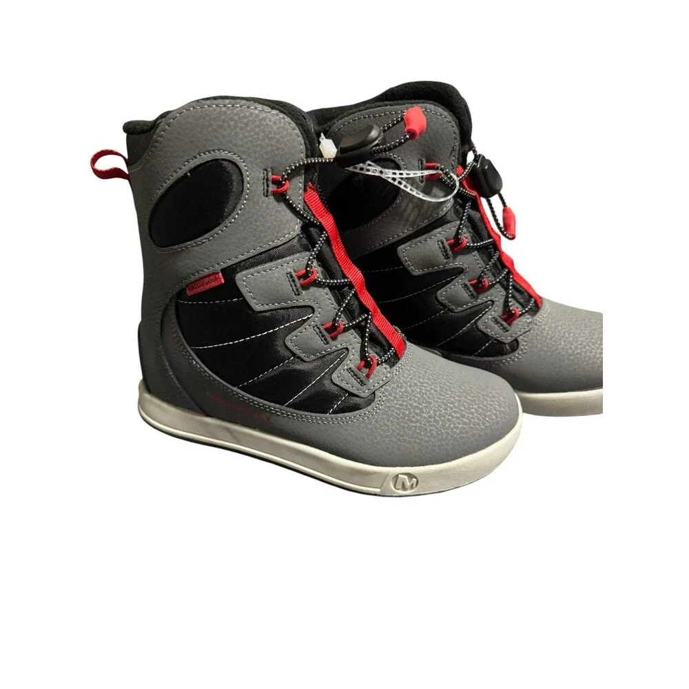 Merrell Kids Snow Bank 4.0 Boots New Size 1 Gray/Red/Black -25F/-32C